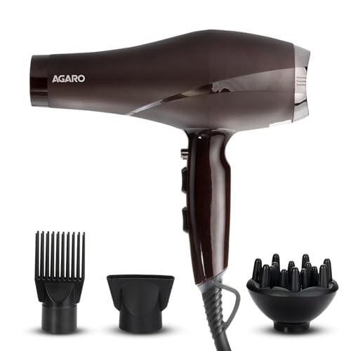 AGARO 2000W AC Professional Hair Dryer with Comb, Concentrator & Diffuser Nozzles, Hot & Cold Air, 16A Plug, 2 Speed & 3 Temperature Settings, Cool Shot, Hair Dryer & Blower for Men & Women HD-1120