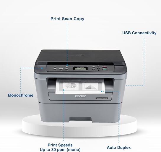 Brother DCP-L2520D | 3-in-1 multi function device | full colour flatbed scanner | monochrome duplex laser printer with on-site service during warranty 