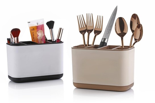 Arto Plastic Compact Cutlery Organizer Rack | Kitchen Knife Fork Spoon Tray Storage Holder | Cutlery Drawer Organiser Kitchen Utensil Holder (Multicolor) (Cutlery)(39.6 X 11 X 5.5 cm)