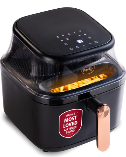 Pigeon Healthifry 5.4L Digital Air Fryer, 1500W, Touch Control, Black