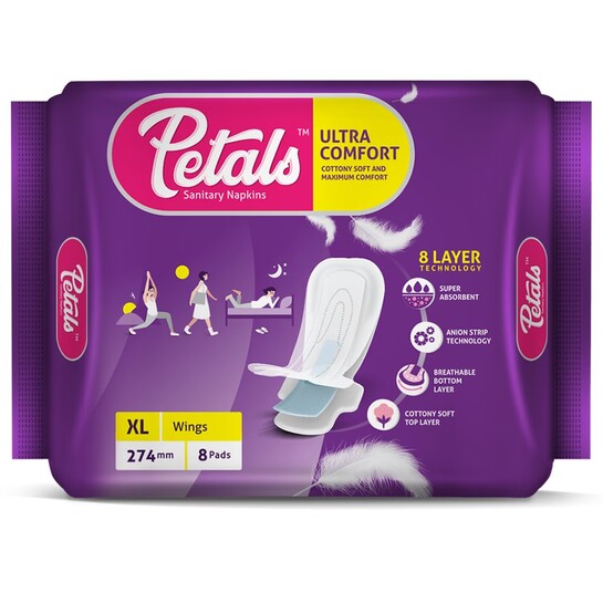 Buy Petals Ultra Comfort Sanitary Napkins with Wings (XL) 8 pads Online at Best Prices in India - JioMart