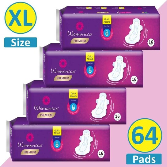 sanitary pads for women and girls straight pads(xl-size, 290 mm,(16*4)