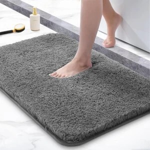 Roseate Microfiber Bathroom Mat (Doormat, Floormat - 40x60 cm, Grey, Free)