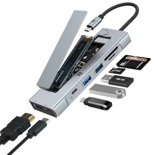 Portronics Mport Space 8-in-1 Type-C Hub with Built-in M.2 NVMe/SATA SSD Slot