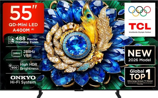 TCL A400M 138.71 cm (55 Inch) Ultra HD (4K) Mini LED Smart Google TV 2026 Edition(55A400M)