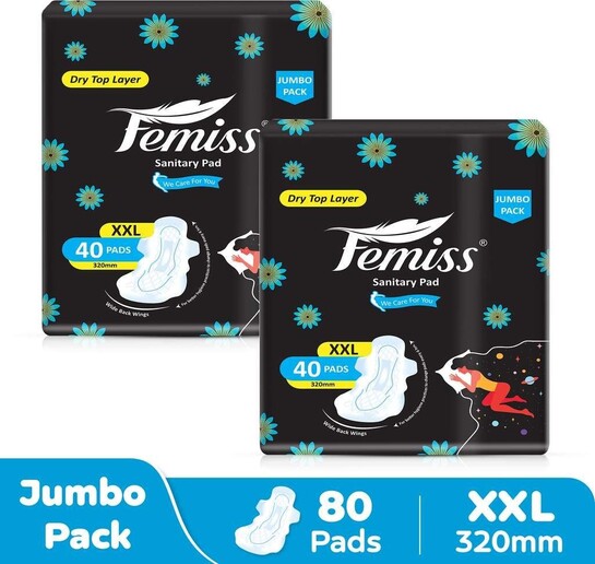 Sanitary Pads for Women and Girls Trifold pads(XXXL-Size, 320 MM,( 40 Pads Each) Sanitary