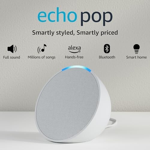 Amazon Echo Pop| Smart speaker with Alexa and Bluetooth| White