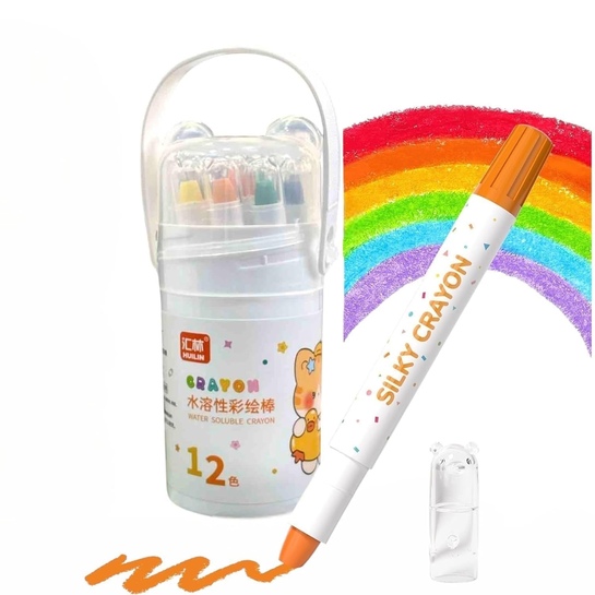 Tivon 12 Colors Silky Washable Crayons | Non Toxic | Twistable | Storage Case | Kids Art Craft
