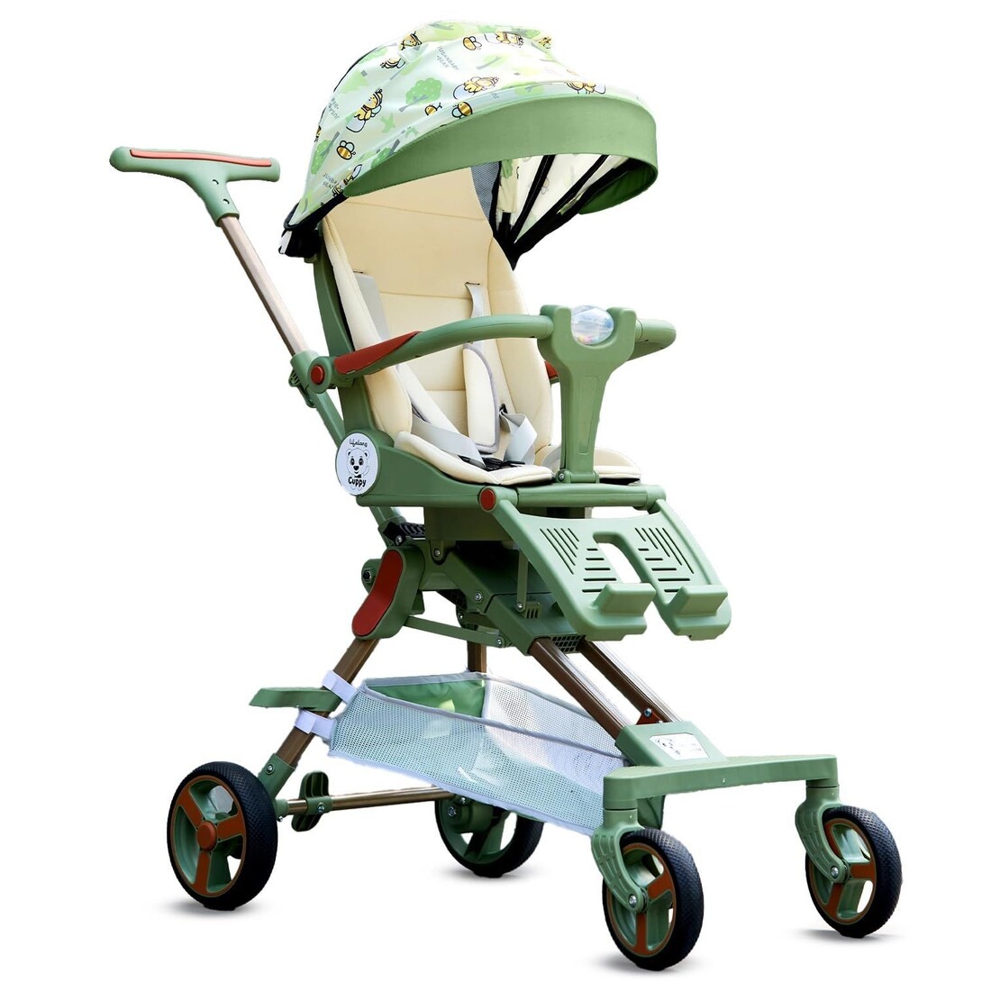 Baby Stroller for 0-36 Months | 360° Rotational Seat, Easy Fold & Cabin Friendly | 5-Point Harness, UV Canopy (Green) – 63% Off