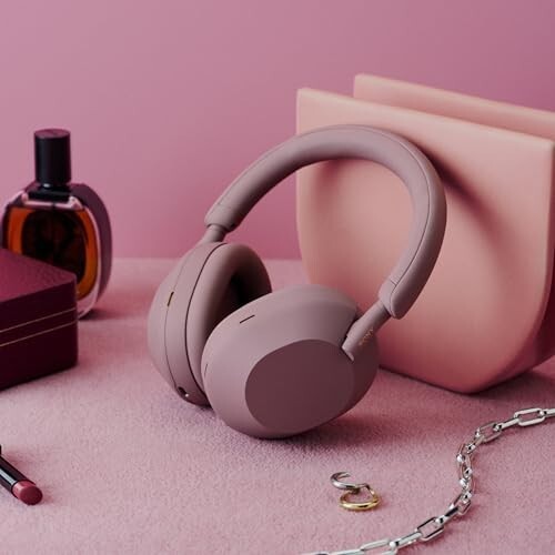 Sony WH-1000XM5 Best Active Noise Cancelling Wireless Bluetooth Over Ear Headphones with Mic for Clear Calling,Battery Life 30 Hours-Smoky Pink