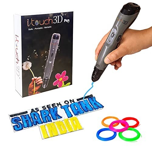 WOL3D Itouch Plus 3D Pen with 5 in 1 (5 M) PLA Filaments for 3D Printing with Speed Control, Advanced Temperature Regulation, OLED Display & Ergonomic Design – Compatible.