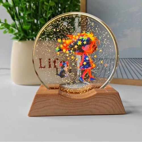 One94Store 3D Acrylic LED Night Light – Warm White & Dream Girl Design