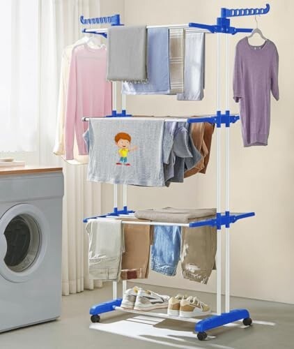 FLIPZON Premium 3 Layer Clothes Drying Stand with Wheels 