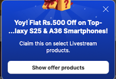 Watch liveshop+&get extra ₹500 off on samsung mobiles