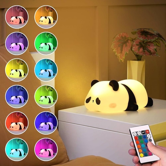 Gesto Silicone Panda Night Light | 16 Color LED | Remote | Dimmable | Timer | Kids Gift