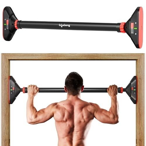 Lifelong Adjustable Pull-Up Bar for Home Gym | No Screws Hanging Bar, Adjustable Length (74-97cm), Doorway Chin-Up Bar, Gym Equipment for Men Workout, Strength Training. Weight Capacity (200kg)