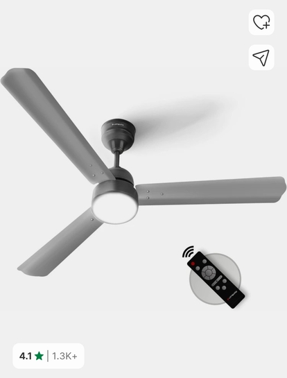 Longway  Luminair | BLDC Motor | Remote Control | LED Light Silent Operation Premium with 5 Year Warranty BLDC Motor with Remote 1200 mm Ceiling Fan (5 Star | Gray | Pack of 1)