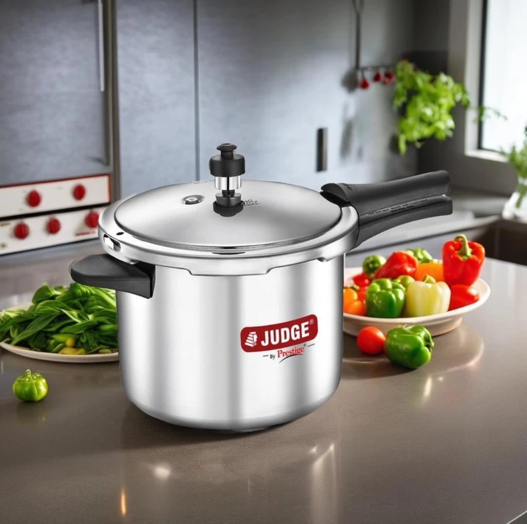 Prestige  Judge ACE Outer Lid Easy Grip Handle Long Lasting Regulator|Durable Gasket 5 L Induction Bottom Pressure Cooker (Stainless Steel)