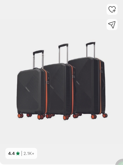 ARISTOCRAT Hard Body Set of 3 Luggage 8 Wheels - Apex Hard Side Polypropylene Luggage | Trolley Bag with Combination Lock - Black