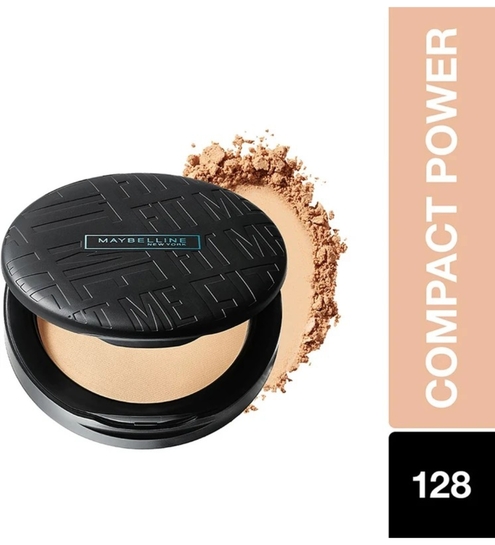 MAYBELLINE NEW YORK Fit Me Matte + Poreless Powder |16H Oil Control with SPF 32 +++ Compact (Shade 128, 6 g)