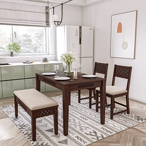 Wakefit Dining Table Set | 3 Years Warranty | (Sheesham Wood, Brown)