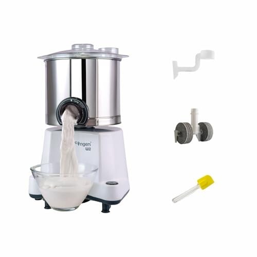 SmartFingers Comfort + Table Top Wet Grinder 230V, 2 Liter, White | Hands-Free Batter Dispenser | Top Wiper, 150W Motor