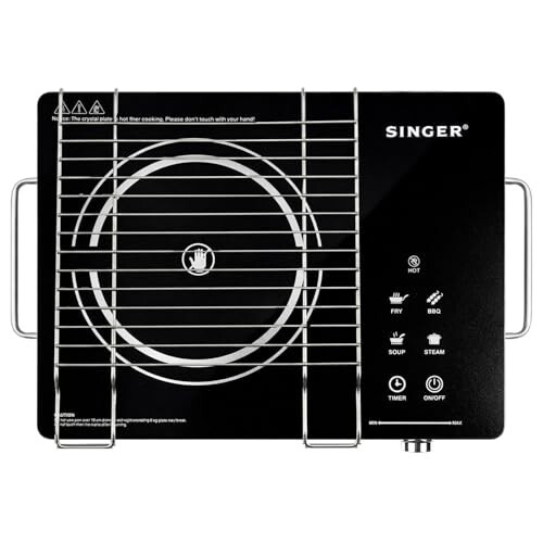 SINGER Infrared Venus Pro 2200W Induction Cooktop | Glass Top | Touch Control | 4 Preset Modes | Zero Flame Cooking – Black
