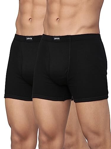 Levi's 010 Classic Boxer Briefs for Men | 100% Pure Cotton | Breathable | Branded Inner Elastic | Anti-Roll Waistband | Supportive Gusset | Functional Fly | No Ride-Up Long Length Fit | Pack of 2