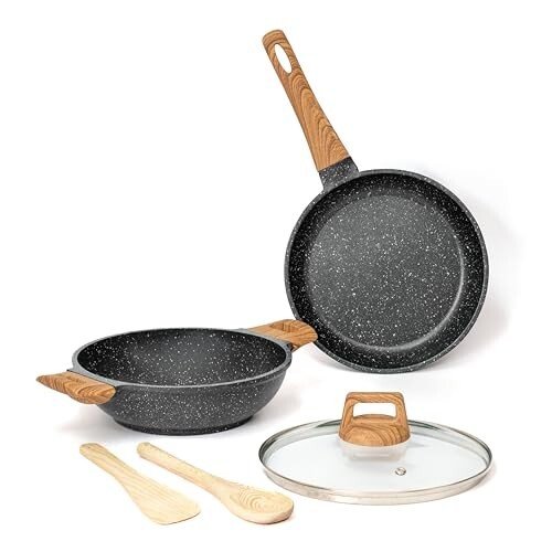 Kreme CeraStone Ultra Granite Nonstick Cookware Set 5 Pieces Black