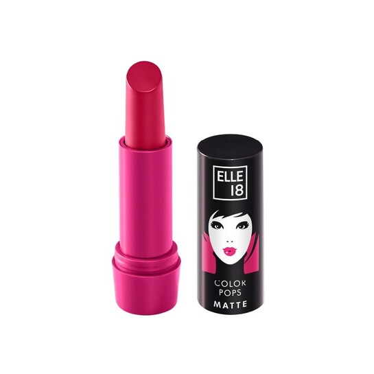 Elle 18 Color Pops Matte Lipstick, Deep Pink, Moisturizing Bullet Matte, with Vitamin E, Highly Pigmented, Infused with Jojoba Oil and Shea Butter | 4.3 g