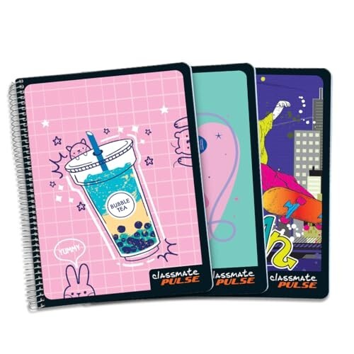 Classmate Pulse Long Book Ruled Notebook 180 Pages Single Line 29.7x21cm Wiro Binding Pack of 3 - Premium Paper Quality for Students Note Taking Assignments