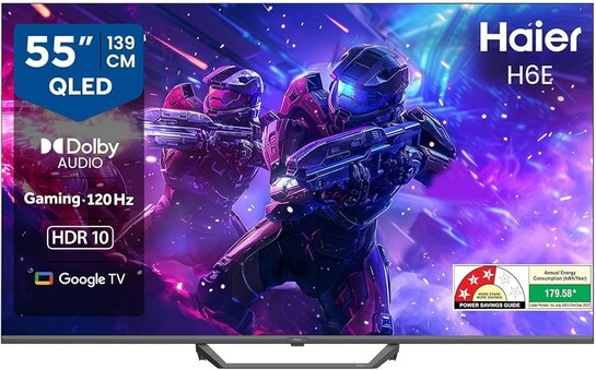 Haier H6E Series 139cm (55) 4K QLED Ultra HD Smart LED Google TV 55H6E