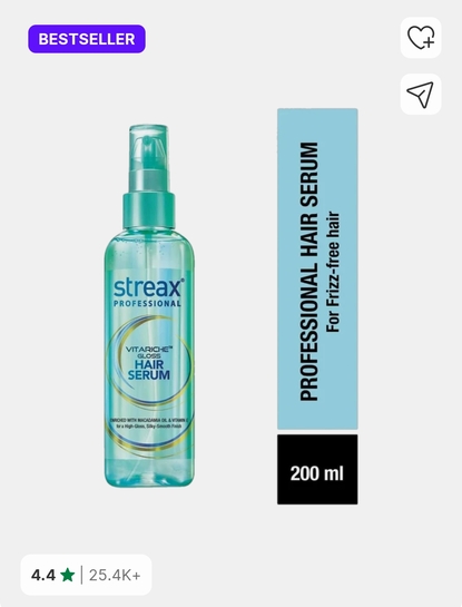 Streax Vitariche Gloss Hair Serum Vitamin E & Macadamia Oil (200 ml)