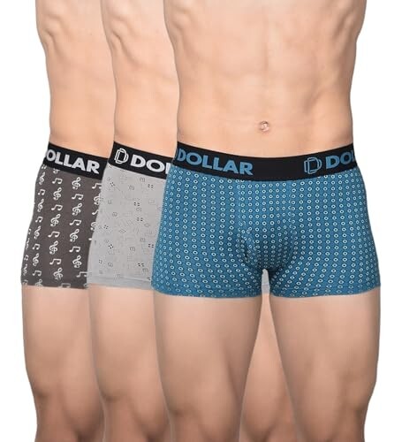 Dollar Bigboss Men's Assorted Pack of 3 Cotton Trunk