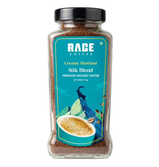 (Price Drop) Rage Coffee Silk Blend – Creamy Hazelnut Instant Coffee | Premium, Bold & Smooth Flavor | 120g Jar | 100% Arabica | Perfect for Hot & Cold Brews