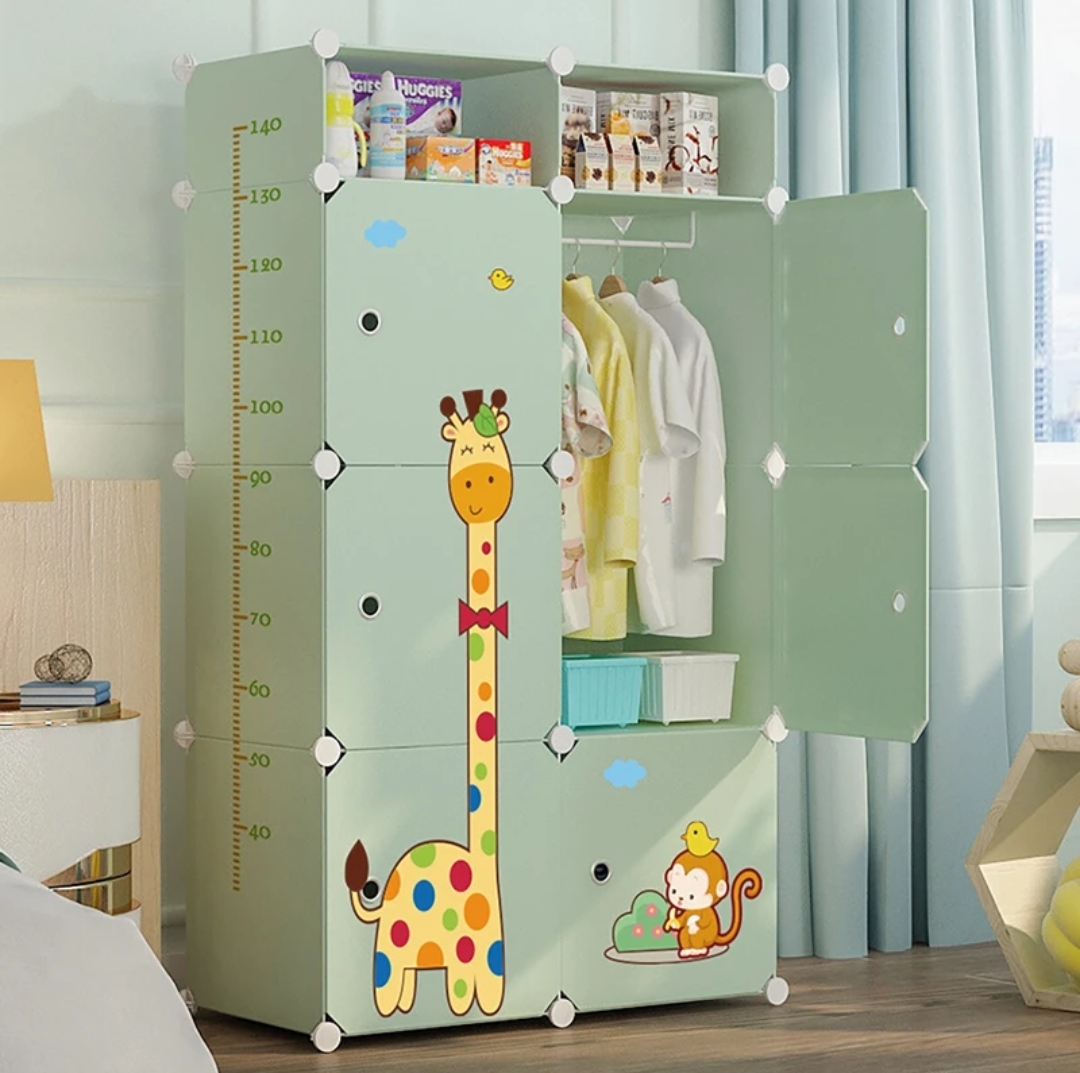 Sasimo 6-Door 8-Shelf Plastic kids Collapsible Cupboard PC Collapsible Wardrobe (Finish Color 6-Green, DIY(Do-It-Yourself)
