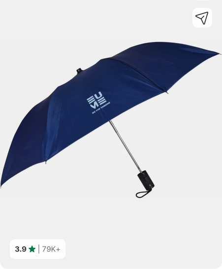 EUME Leatrix 21 Inch (53.34cm) 2 Fold Auto-Open Umbrella (Blue)