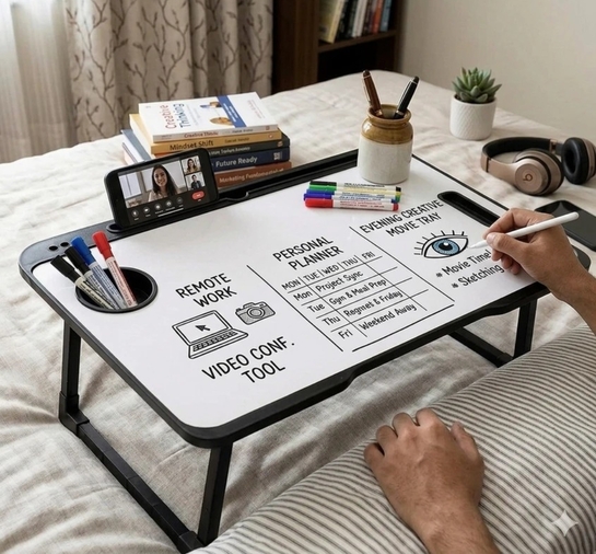 FoldFirst WHITE Wood Portable Laptop Table
