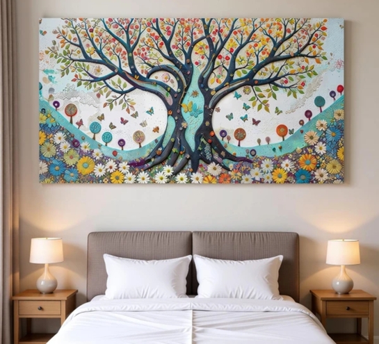 Indianara Panoramic Large Canvas Art Painting for Living | Bedroom | Office | Hotel Room Canvas 22 inch x 44 inch Painting (With Frame)