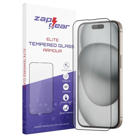 Zapgear iPhone 15 and 16 Tempered Glass | 9H Hardness | HD Clear | Anti Scratch | Case Friendly