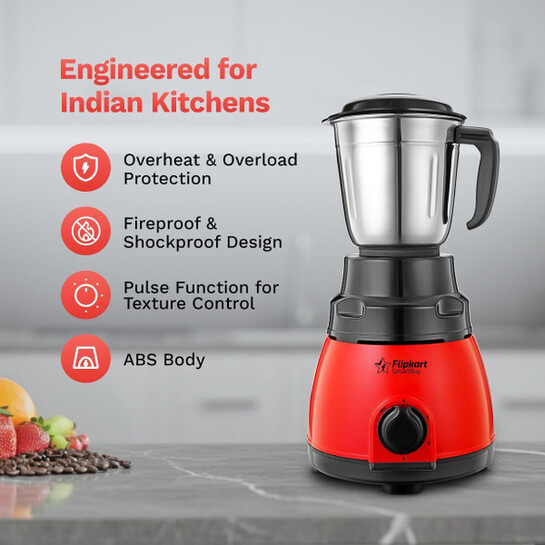 flipkart smartbuy (red coloured) manufactured in India Redzo 500 W mixer grinder with two year warranty