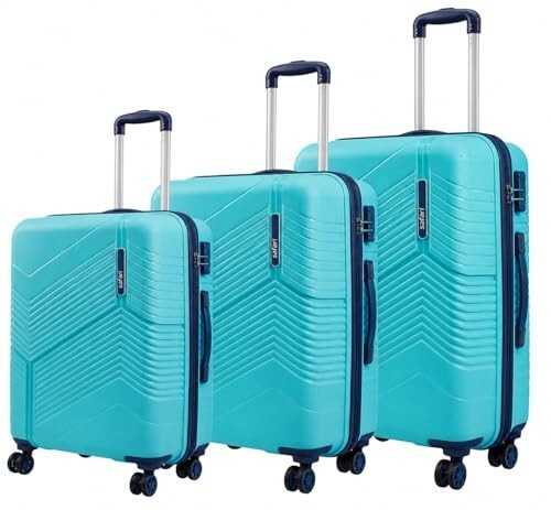 Safari Carter Hard-Sided Polypropylene Luggage Trolley Bag, 3 Years Warranty (Cyan-Color Matching, Set of 3 (55/67/76))