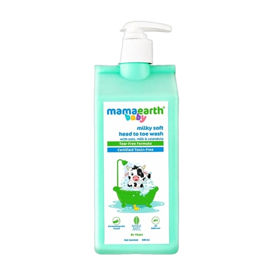 MamaEarth Milky Soft Head to Toe Wash With Oats, Milk & Calendula for Babies 2-in-1 (400 ml)