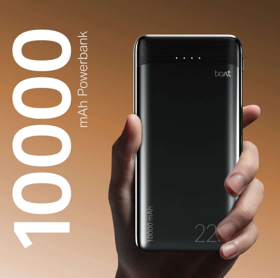 boAt 10000 mAh 22.5 W Power Bank (Phantom Black, Lithium Polymer, for Mobile)