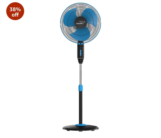 V Guard Gatimaan Pro HSP N High Speed Pedestal Fan | 3 Adjustable Fan Speeds | Rust Resistant ABS Body | Powerful 2100 RPM Motor | Blue Black | 40 cm (400mm)