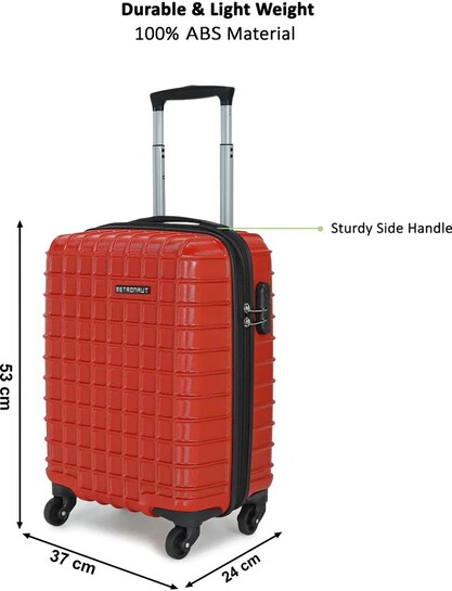 METRONAUT Small Cabin Suitcase (53 cm) 4 Wheels - Grid - Red