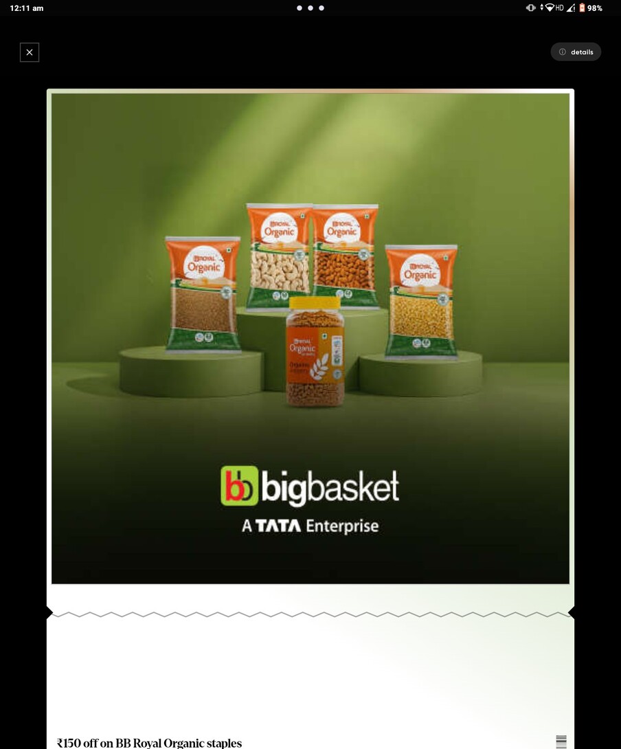 Cred x Bigbasket 150 off on 249 cred daily rewards 11th July 