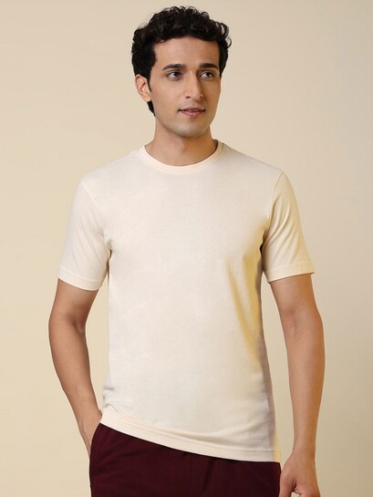 SleepZ By Raymond Men Solid Round Neck Cotton T Shirt - Tshirts for Men 35705581