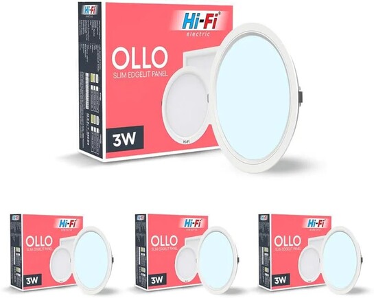 Hi-Fi OLLO 3 watt Downlight for Junction Box | Cool Day White (6500K) |68 mm Cutout| Pack of4