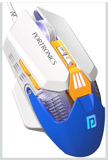 Portronics Vader X USB Wired Programmable Gaming Mouse, Upto 12800 Adjustable DPi, 7 Button Control, Upto 10 Million Click, Ultra-Responsive 7000fps, RGB Lights, 1000Hz Polling Rate (Blue)